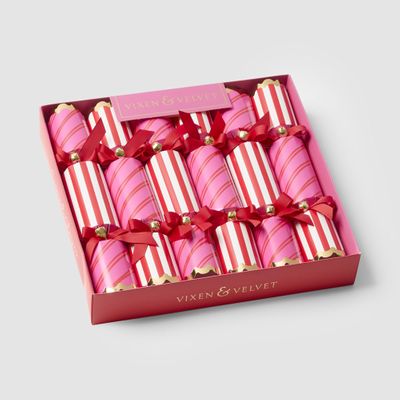 Carnival Stripe Crackers Red & Pink – Box of 6