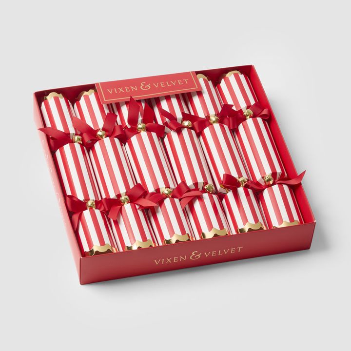 Candy Cane Red Stripe Crackers &ndash; Box of 6