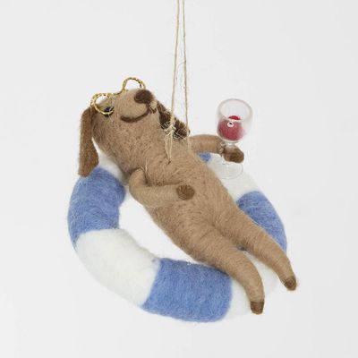 Dog in Tube Hanging Tree Decoration