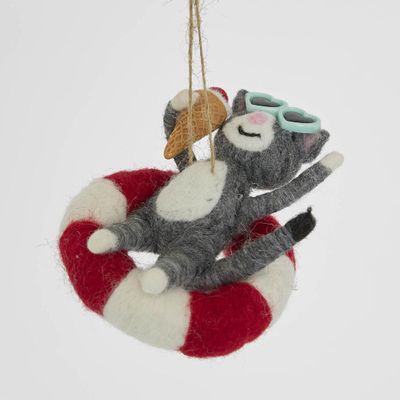 Cat in Tube Hanging Tree Decoration