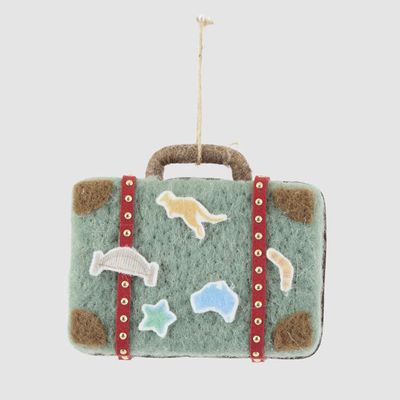 Aussie Suitcase Let's Travel Tree Decoration Green