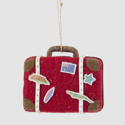 Aussie Suitcase Happy Travels Decoration Red