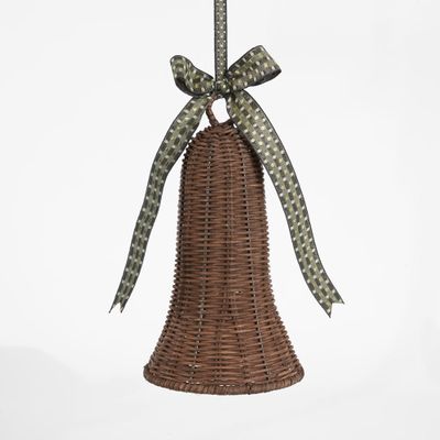 Rattan Bell Ornament Chocolate Brown
