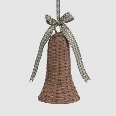 Rattan Bell Ornament Chocolate Brown