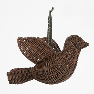 Rattan Peace Dove Ornament Chocolate Brown