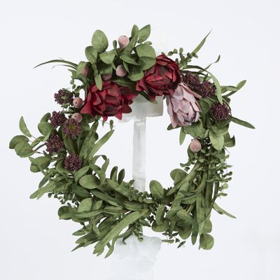 Mixed Native Protea Wreath Red 65cm