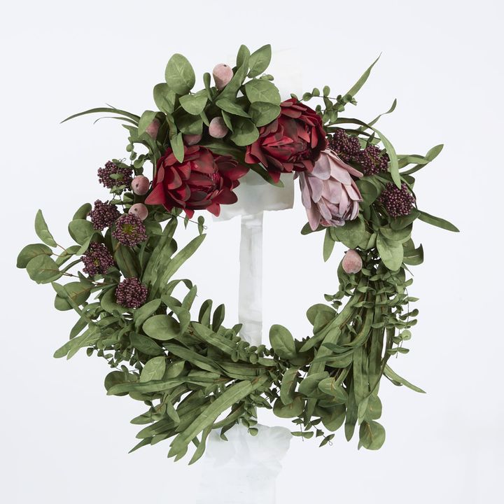 Mixed Native Protea Wreath Red 65cm