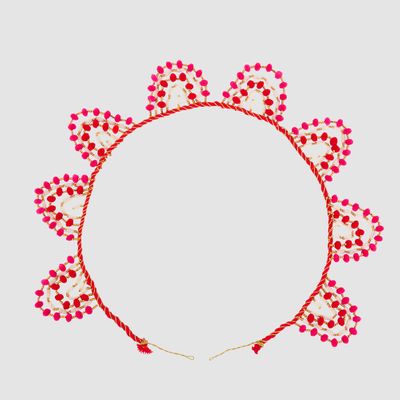 Maroc Pom Pom Garland Red & Fuchsia