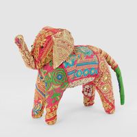 Khambadiya Handmade Elephant Gold & Fuchsia Large