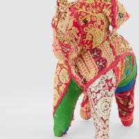 Khambadiya Handmade Elephant Gold & Fuchsia Large