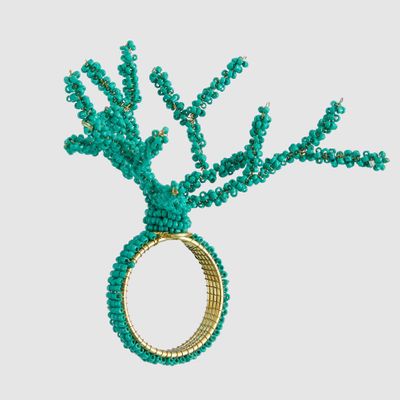 Beaded Coral Napkin Ring Aqua