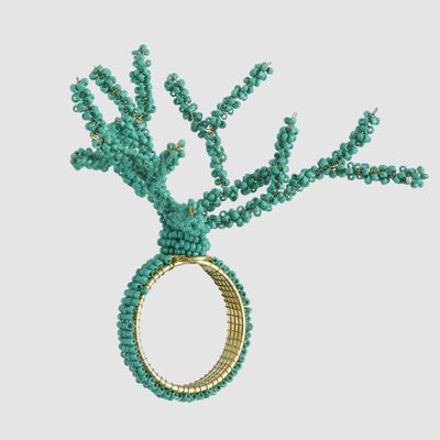 Beaded Coral Napkin Ring Aqua