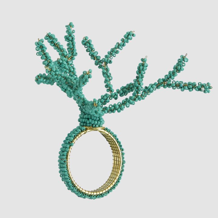 Beaded Coral Napkin Ring Aqua