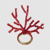 Beaded Coral Napkin Ring Red