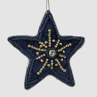 Celine Velvet Star Tree Decoration Blue