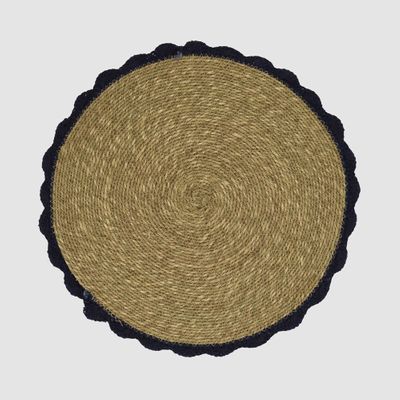 Crochet Edge Seagrass Placemat Blue
