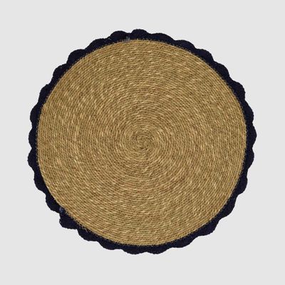 Crochet Edge Seagrass Placemat Blue