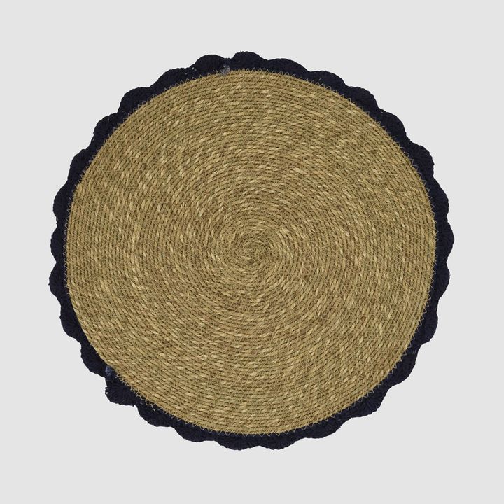 Crochet Edge Seagrass Placemat Blue