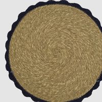 Crochet Edge Seagrass Placemat Blue