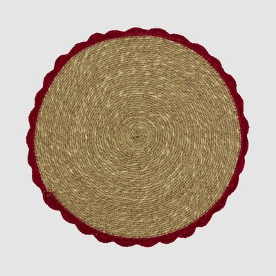 Crochet Edge Seagrass Placemat Red