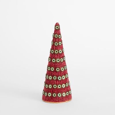 Redon Bead Cone Tree Small Red