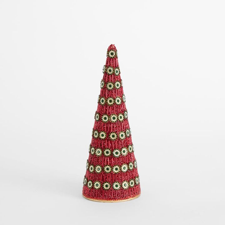 Redon Bead Cone Tree Small Red