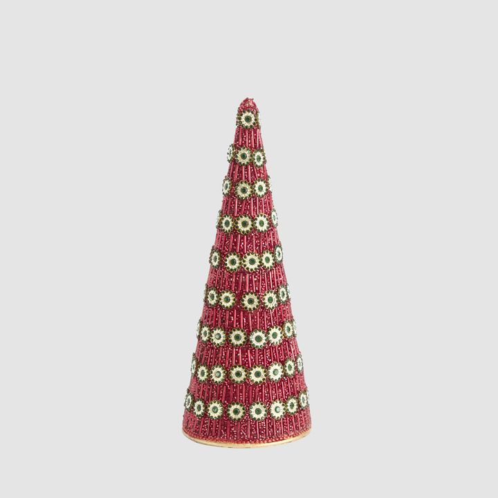 Redon Bead Cone Tree Small Red