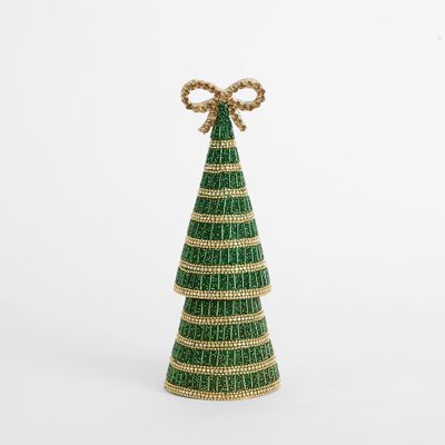 Tiffany Bow Stripe Cone Tree Small Green