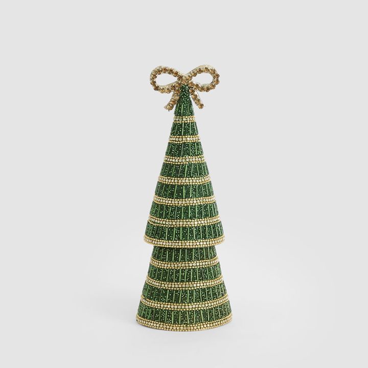 Tiffany Bow Stripe Cone Tree Small Green