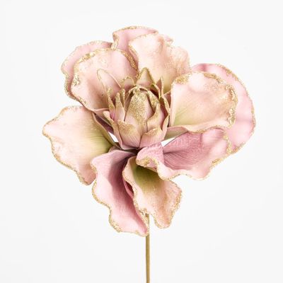 Glitter Edged Magnolia Stem Pink
