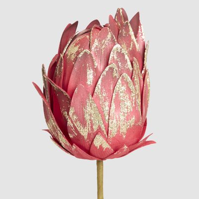 Glitter Edged Protea Flower Stem Red