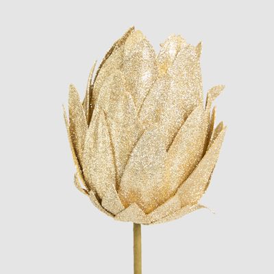 Glitter Protea Flower Stem Gold