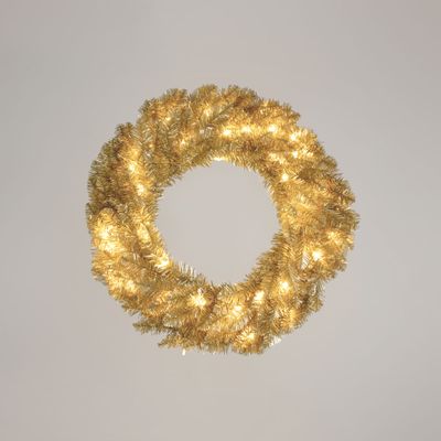 Champagne Wreath with 50 LED 60cm