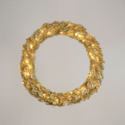 Champagne Wreath with 70 LED 90cm