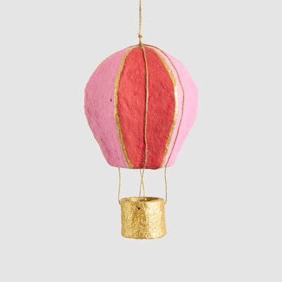 Mache Hot Air Balloon Hanging Decoration Pink Multi