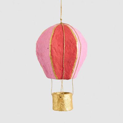 Mache Hot Air Balloon Hanging Decoration Pink Multi