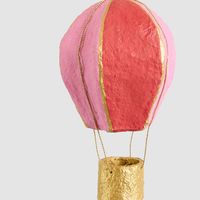 Mache Hot Air Balloon Hanging Decoration Pink Multi