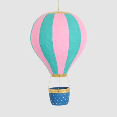 Mache Hot Air Balloon Large Pink Multi Stripe