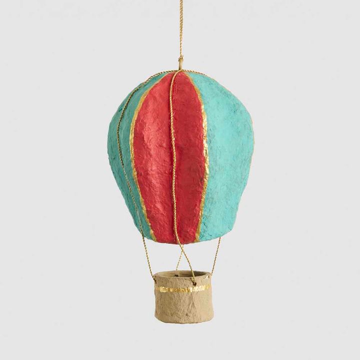 Mache Hot Air Balloon Hanging Decoration Red Multi