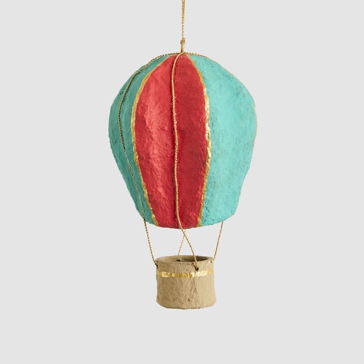 Mache Hot Air Balloon Hanging Decoration Red Multi