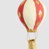 Mache Hot Air Balloon Red Stripe Hanging Decoration