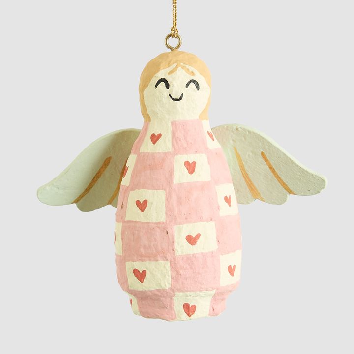 Mache Angel Hanging Decoration Pink Square