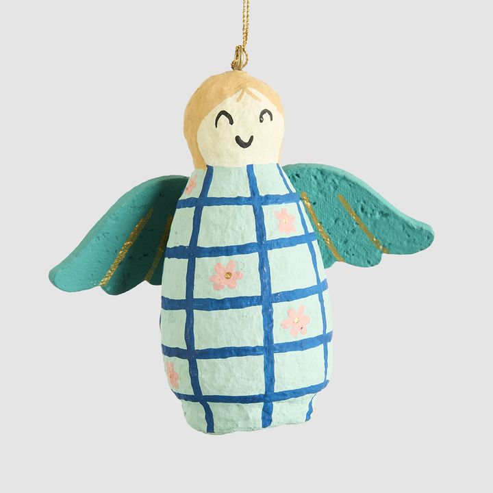 Mache Angel Hanging Decoration Light Blue