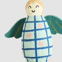 Mache Angel Hanging Decoration Light Blue
