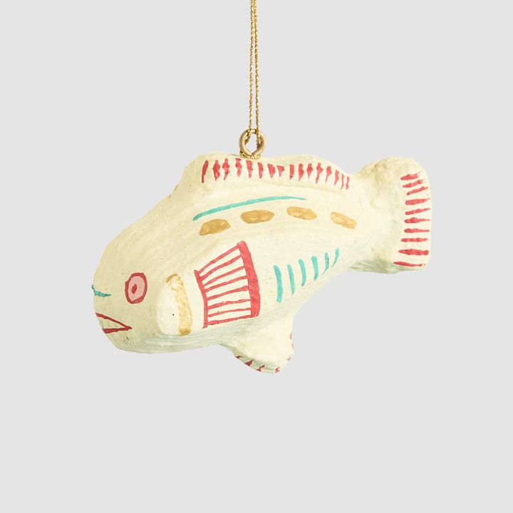 Mache Fish Hanging Decoration White