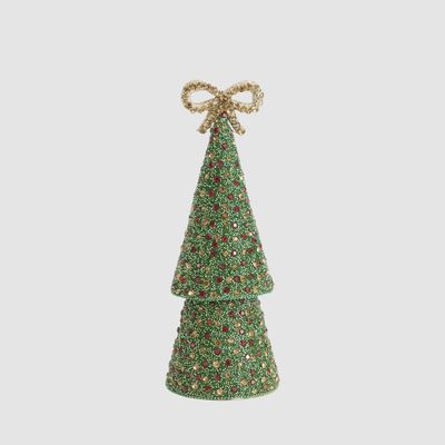 Tiffany Bow Gem Cone Tree Small Green