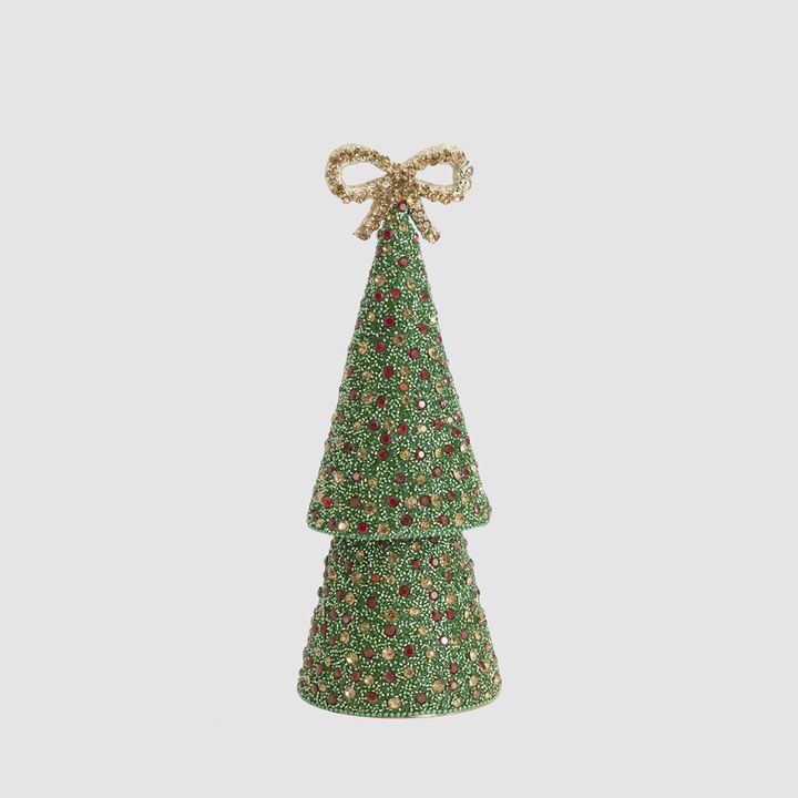 Tiffany Bow Gem Cone Tree Small Green