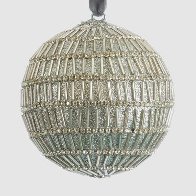Bugle Bead Bauble Silver
