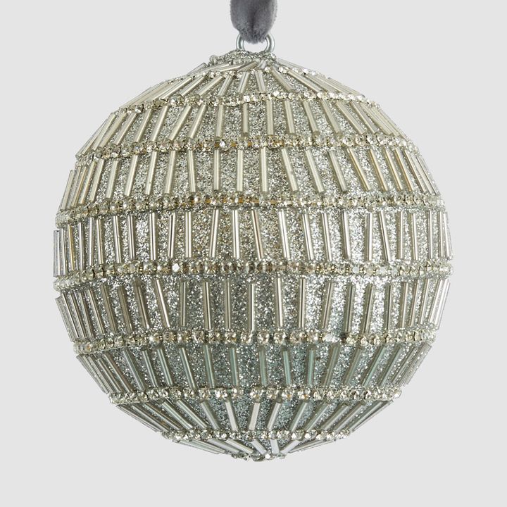 Bugle Bead Bauble Silver