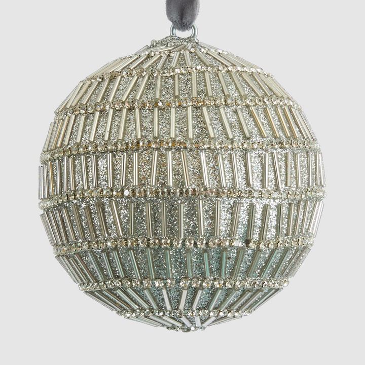 Bugle Bead Bauble Silver